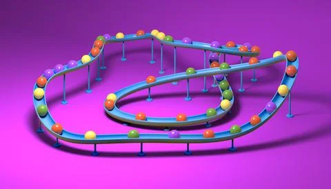Small balls roll along the marble run Illustrazione stock