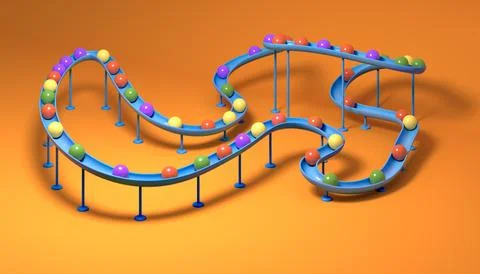 Small balls roll along the marble run Stock Illustration