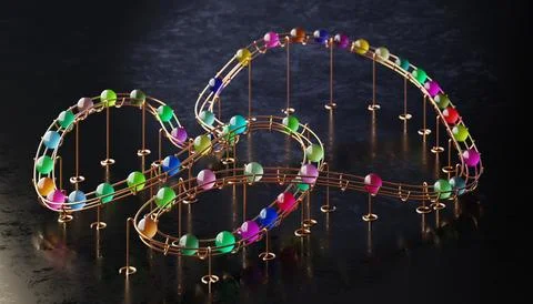 Small balls roll along the marble run Stockillustratie