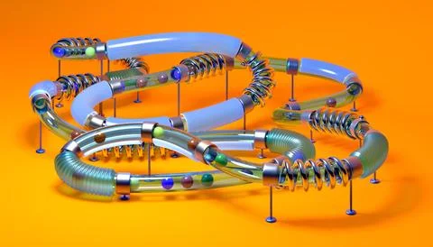 Small balls roll along the marble run Stock Illustration