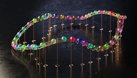 Small balls roll along the marble run Illustrazione stock