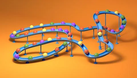 Small balls roll along the marble run Stock Illustration