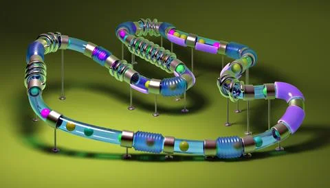 Small balls roll along the marble run Stock Illustration