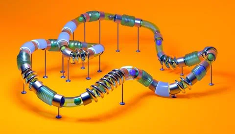 Small balls roll along the marble run Illustrazione stock