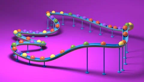 Small balls roll along the marble run Illustrazione stock