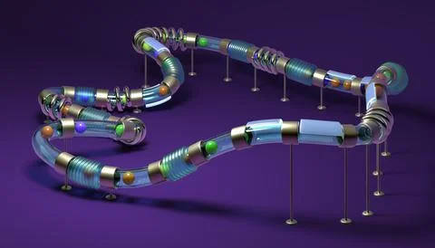 Small balls roll along the marble run Stockillustratie