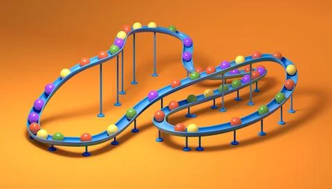 Small balls roll along the marble run Stock Illustration