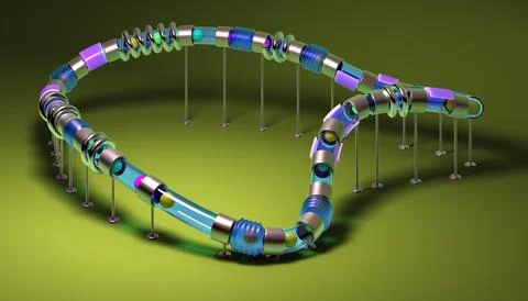 Small balls roll along the marble run Stockillustratie