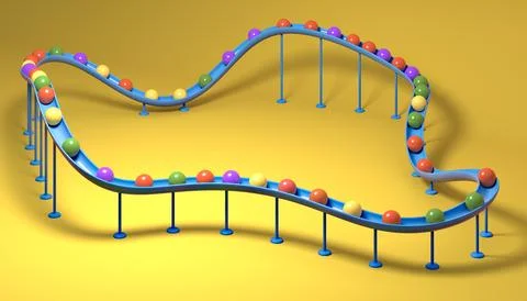 Small balls roll along the marble run Illustrazione stock