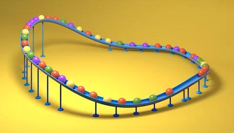 Small balls roll along the marble run Stock Illustration