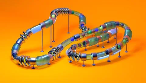 Small balls roll along the marble run Stock Illustration