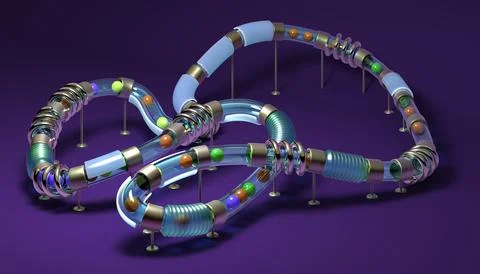 Small balls roll along the marble run Stockillustratie