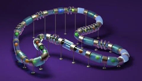 Small balls roll along the marble run Stock Illustration