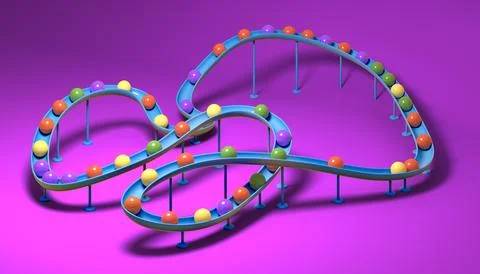 Small balls roll along the marble run Illustrazione stock