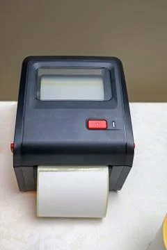 Small Barcode Label Printer Stock-Fotos