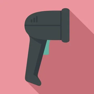 Small barcode scanner icon, flat style Illustrazione stock