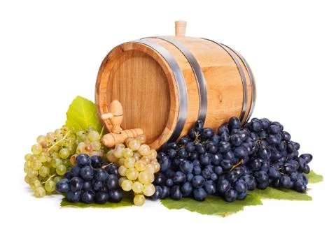 Small barrel in a bunch of grapes Stock Photos