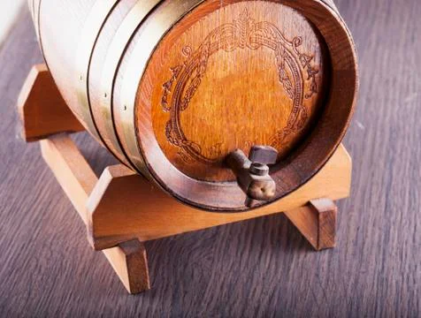 Small barrel over table Stock Photos