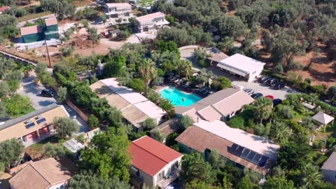 Small basic hotel resort in greece with pool. Family business on greek island 스톡 동영상 322007455