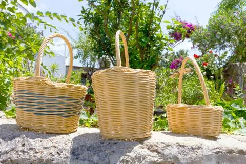 Small baskets in a garden Stock Photos