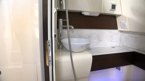 Small bathroom on a boat. Stock Footage 89747995
