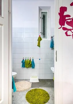 Small bathroom in kindergarten Stock Photos