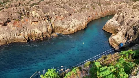 A small bay with the Blue Grotto below. Mediterranean Sea. Malta. Stock Footage 263901000