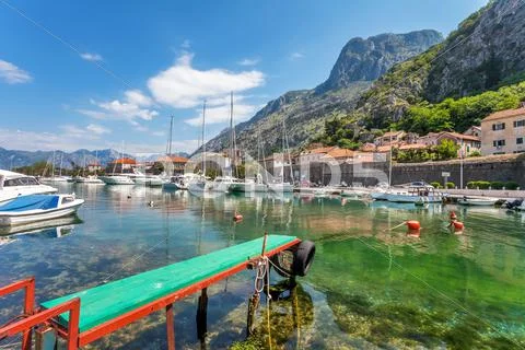 A small bay with boats Stock Photos