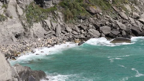 Small bay in the cliff of Cinque Terre, Liguria Italy Stock Footage 156108169