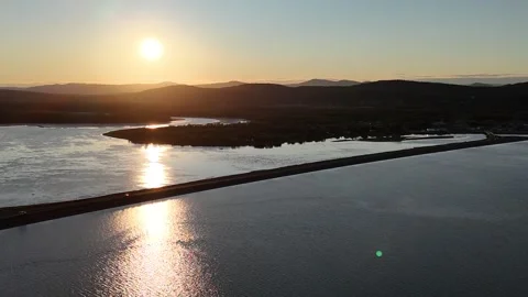 Small Bay at Sunset: Eel River Bar Stock Footage 338358267