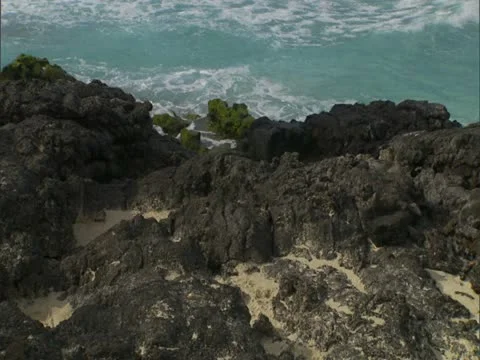 Small Bay with Swimmers Stock Footage 22244818