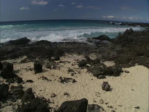 Small Bay with Swimmers Stock-Footage 22244822