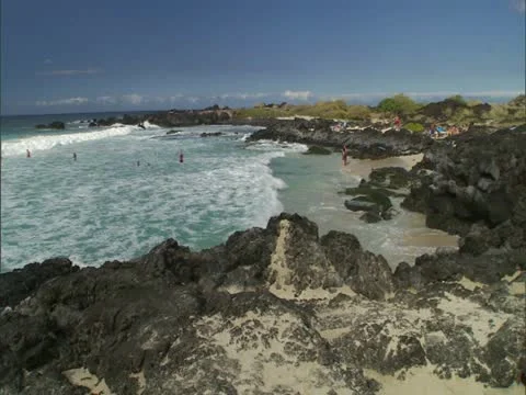Small Bay with Swimmers Stock-Footage 22244825