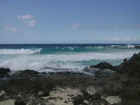 Small Bay with Swimmers Stock-Footage 22244835
