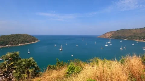 Small bay where catamarans and boats stop. Stock Footage 243280122