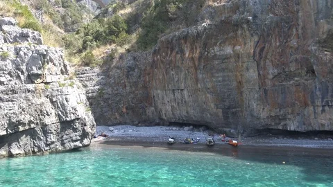 SMALL BEACH OF SAPRI coast of cilento, salerno - italy Stock Footage 103815098