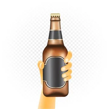 Small beer bottle in hand Illustrazione stock