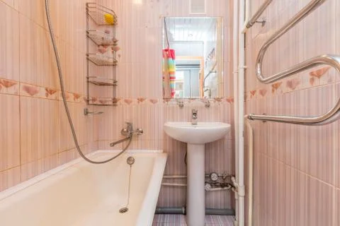 Small beige bathroom Stock Photos
