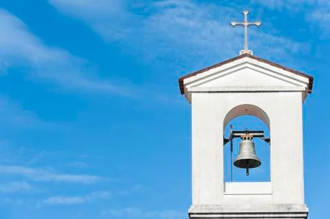 Small bell tower with a bell of a country church Foto stock