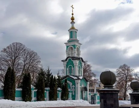 Small bell tower of the Transfiguration of the Savior Cathedral in Tambov Rus 库存照片