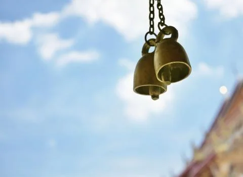 Small bells hanging in the temple Stock Photos