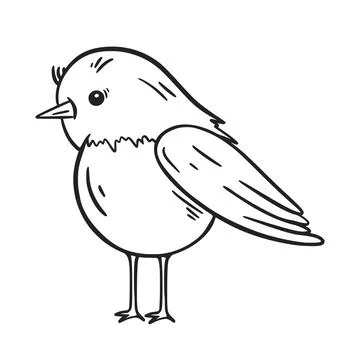 Small bird, black hand-drawn outline Illustrazione stock