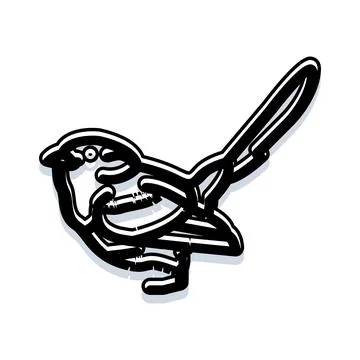 Small bird illustration outline featuring a finch Stock Illustration