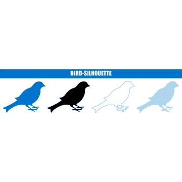 Small bird silhouette variations in different styles during daytime isolate.. Stock Illustration