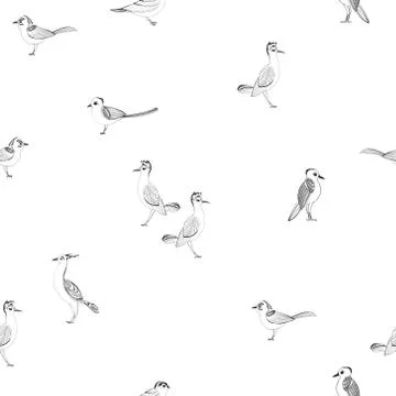 Small birds seamless pattern. Stock Illustration