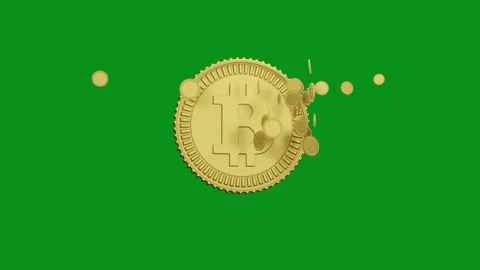 Small bitcoin coins float near the big mother-bitcoin Stock Footage 154315268
