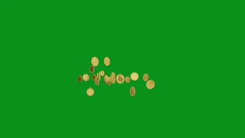 Small bitcoin coins float next to each other Stock Footage 154324227