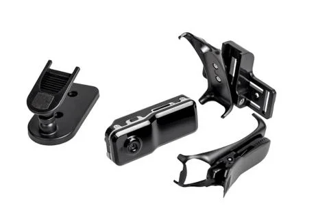 Small black action camera, video recorder. Stock Photos