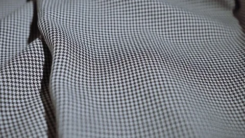Small black-and-white texture fabric . use as background. close-up Stock Footage 81261568