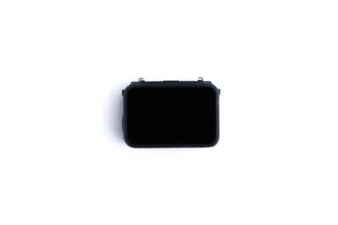 Small black camera hot shoe cover accessory isolated on white background Stock Photos